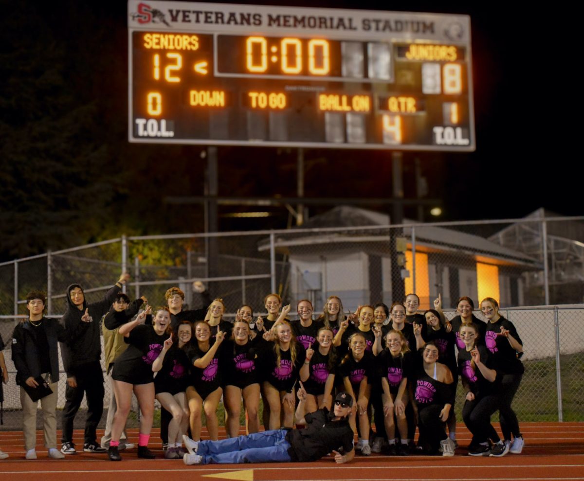 Seniors pose for a victory photo